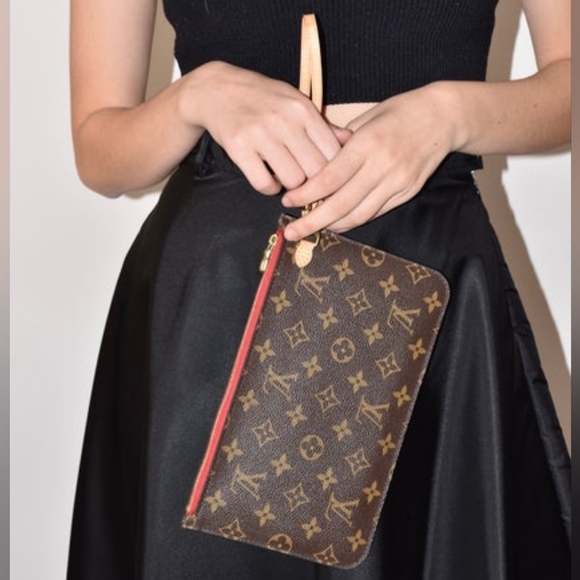 💕 LOUIS VUITTON Neverfull Monogram "PEONY" Mm/Gm Clutch/ Wristlet/Crossbody - Picture 15 of 15